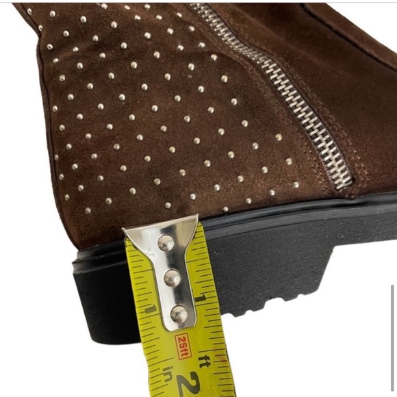 Barbara Barbieri brown suede slipon studded Chelsea ankle low heel boots size 37 - Picture 11 of 14